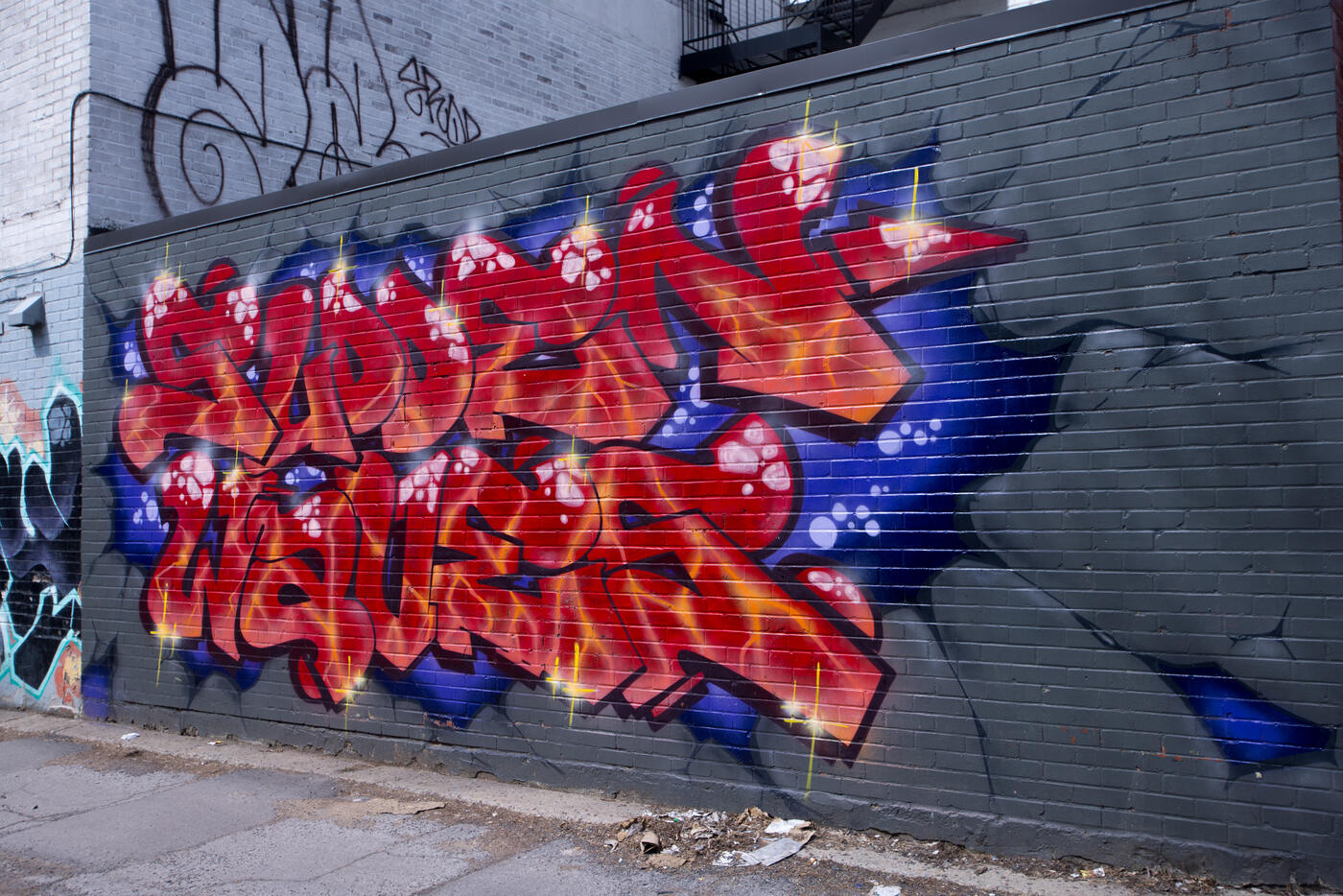 Lettrage graffiti dans une ruelle du Vieux-Rosemont