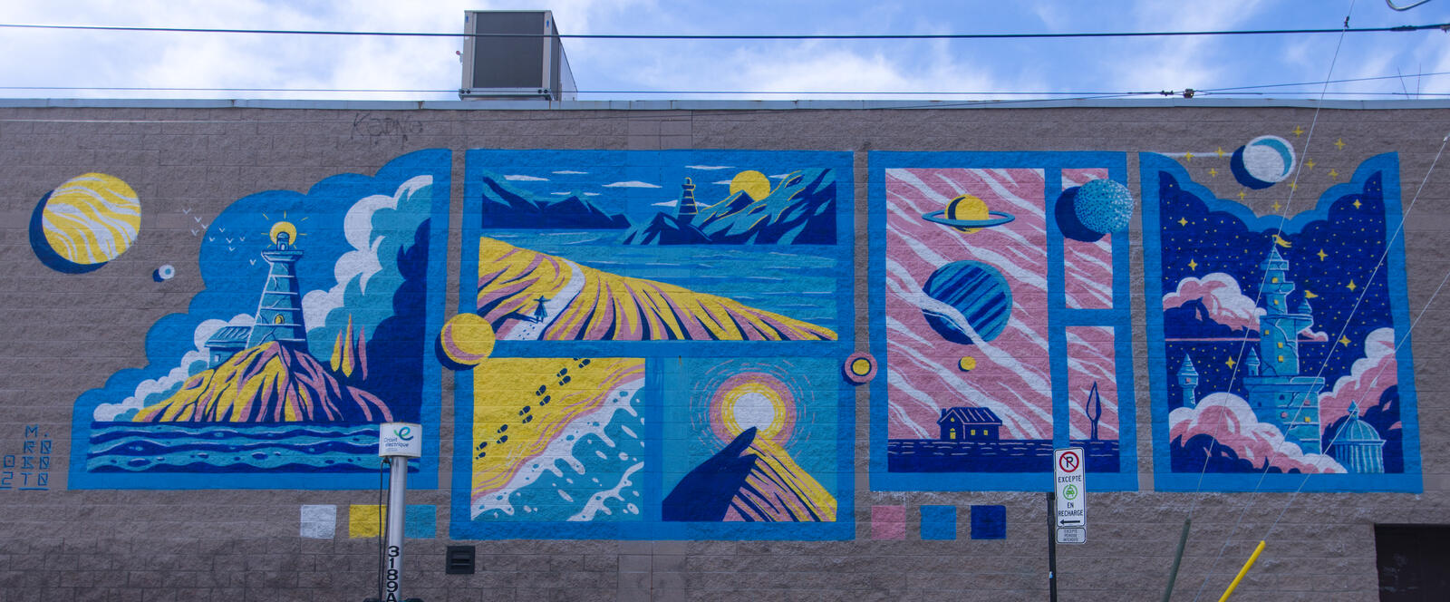 Murale panoramique en plusieurs panneaux, sur la Promenade Masson